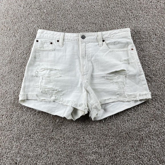 Abercrombie & Fitch Pants - Abercrombie & Fitch Shorts Womens 8 White Denim High Rise Distressed Cutoff
